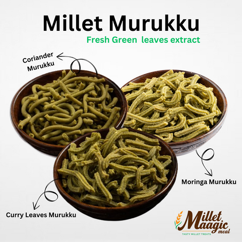 Millet Murukku - Fresh Green Leaves Extract Combo (3 Packets) 100g