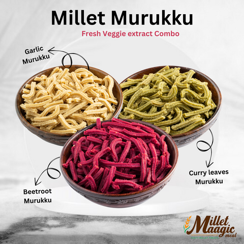 Millet Murukku - Fresh Veggie extract Combo (3 Packets) - 100g